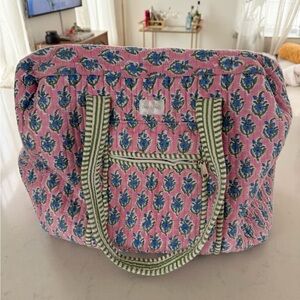 Block print floral duffle bag